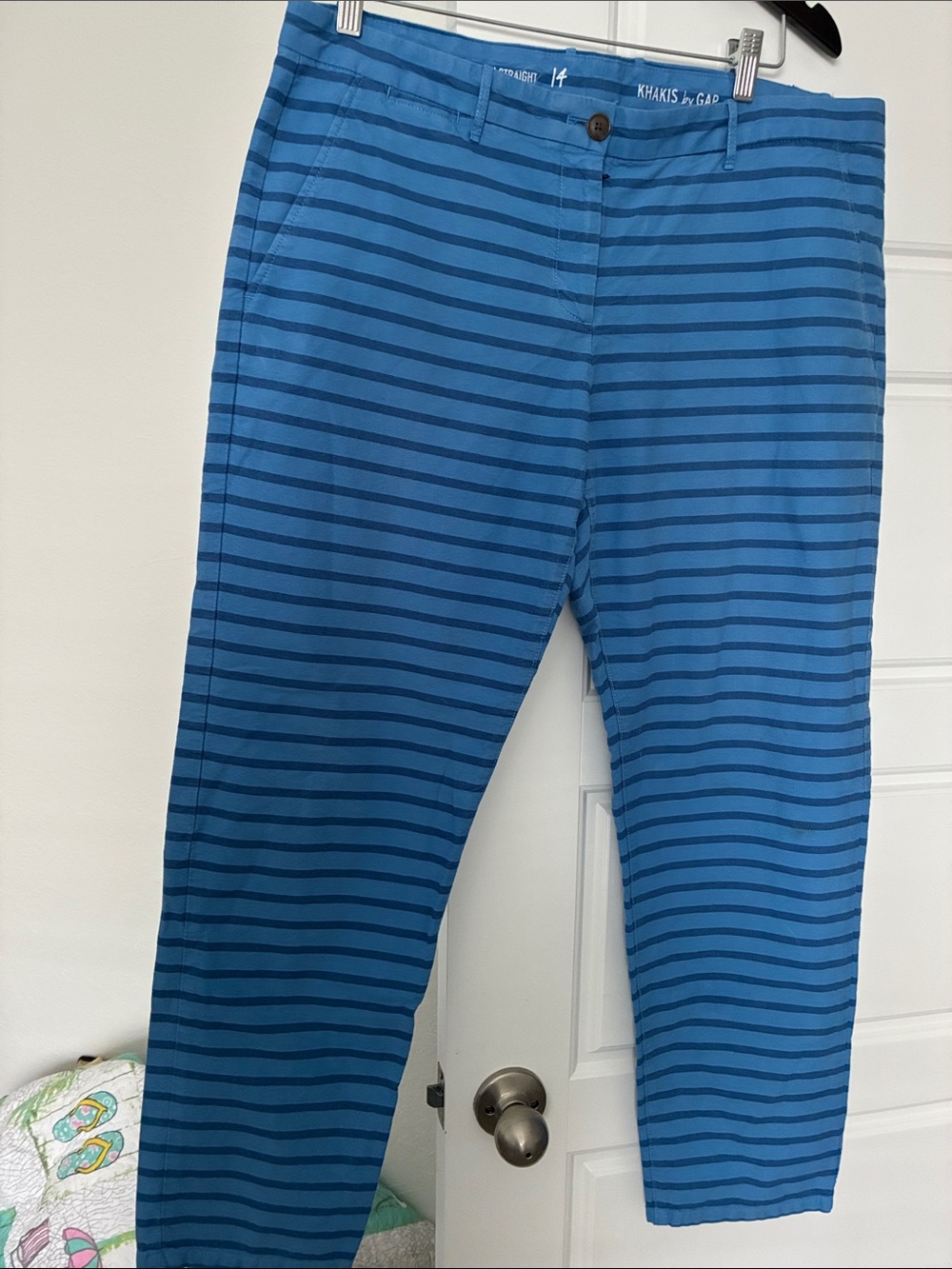 GAP Blue Striped Casual Chinos